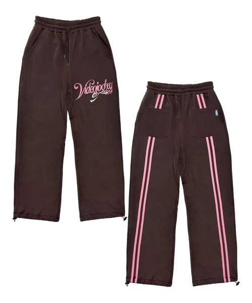 Video Jockey(ビデオジョッキー)の「【セットアップ対応】JOCKEY CLUB TRACK PANTS / ジョッキークラブ トラックジャージパンツ(スウェットパンツ・レディース・ネイビー/ブラウン・F)」の1枚目の写真