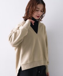 【Liyoca】ソフト裏毛Vネックプルオーバー