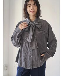 tonal ボウタイブラウス 黒38 TONAL（トーナル） ブラウス シャツ バイカラーボウタイブラウス