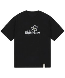 [ユニセックス]シャインオンフラワースマイル半袖Tシャツ_ブラック