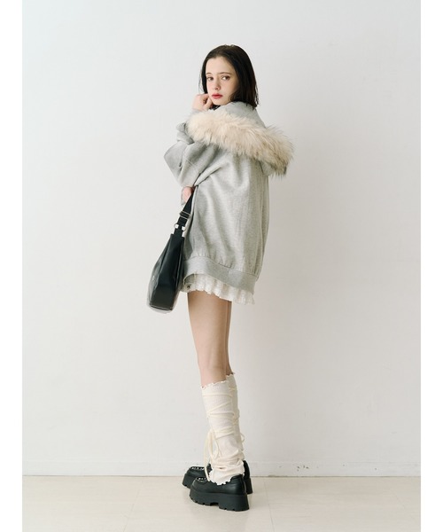 jouetie(ジュエティ)の「ファードッキングルーズフーディー(パーカー・レディース・グレー/ブラック・MEDIUM)」の7枚目の写真