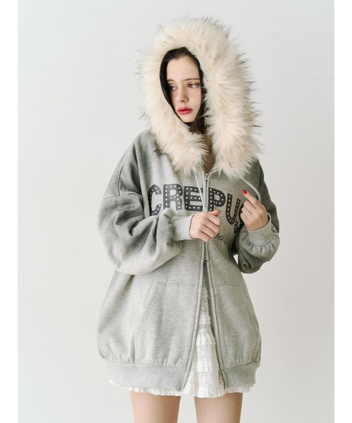 jouetie(ジュエティ)の「ファードッキングルーズフーディー(パーカー・レディース・グレー/ブラック・MEDIUM)」の4枚目の写真