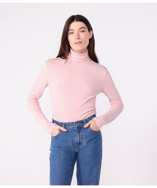 PETIT BATEAU(プチバトー)の「タートルネック長袖Tシャツ(Tシャツ/カットソー・レディース・ライトピンク/グリーン/レッド・XX-SMALL/X-SMALL/SMALL/MEDIUM)」の2枚目の写真