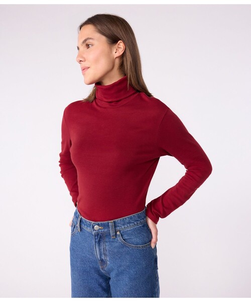 PETIT BATEAU(プチバトー)の「タートルネック長袖Tシャツ(Tシャツ/カットソー・レディース・ライトピンク/グリーン/レッド・XX-SMALL/X-SMALL/SMALL/MEDIUM)」の3枚目の写真