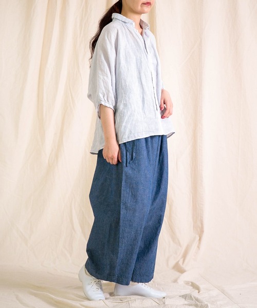 Brocante（ブロカント）の「[Brocante / ブロカント] リネンキャンバス グランシャツ（シャツ/ブラウス・レディース・ライトグレー/ライトグリーン・2）」の13枚目の写真
