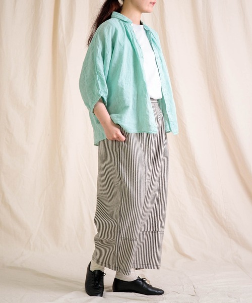 Brocante（ブロカント）の「[Brocante / ブロカント] リネンキャンバス グランシャツ（シャツ/ブラウス・レディース・ライトグレー/ライトグリーン・2）」の20枚目の写真