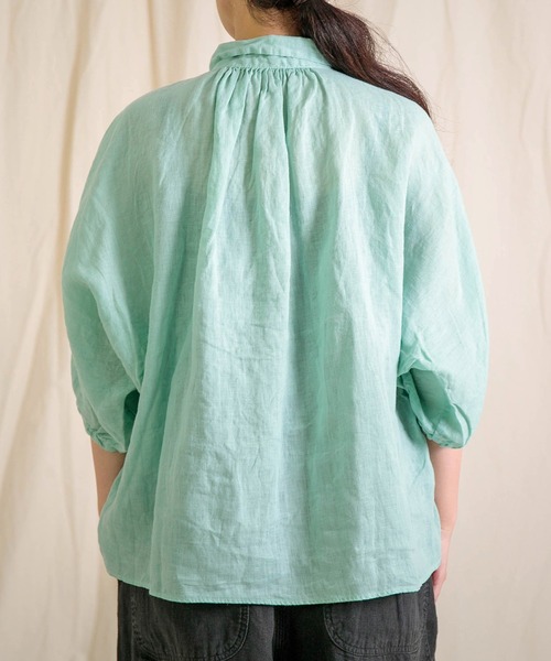 Brocante（ブロカント）の「[Brocante / ブロカント] リネンキャンバス グランシャツ（シャツ/ブラウス・レディース・ライトグレー/ライトグリーン・2）」の5枚目の写真