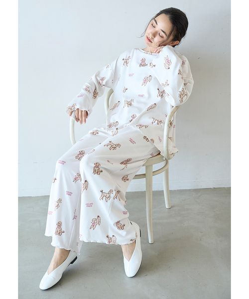 セール】プードル柄ロングパンツ（ルームウェア/パジャマ）｜gelato