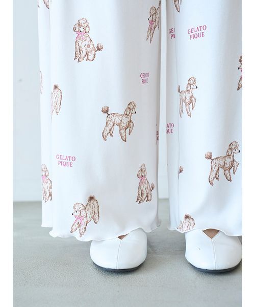 セール】プードル柄ロングパンツ（ルームウェア/パジャマ）｜gelato