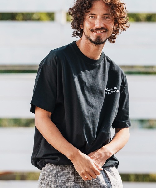 1minute 1second（ワンミニットワンセカンド）の「mt10110-6oz drawcord T-shirt with cursive print Tシャツ(1M26H280)（Tシャツ/カットソー・メンズ・ホワイト×ブラック/ブラック/ホワイト・M/L/XL）」の4枚目の写真