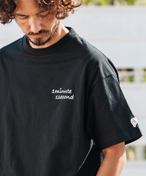 1minute 1second（ワンミニットワンセカンド）の「mt10110-6oz drawcord T-shirt with cursive print Tシャツ(1M26H280)（Tシャツ/カットソー・メンズ・ホワイト×ブラック/ブラック/ホワイト・M/L/XL）」の6枚目の写真