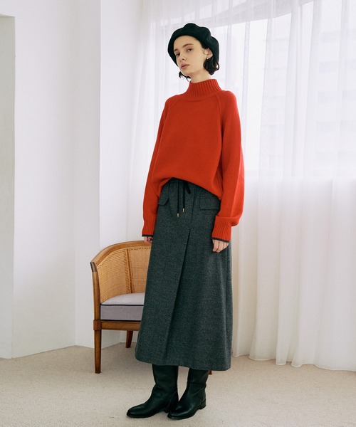 LA MARINE FRANCAISE（マリン フランセーズ）の「オフタートルバイカラーニット（ニット/セーター・レディース・ブラック/ベージュ/レッド・FREE）」の6枚目の写真