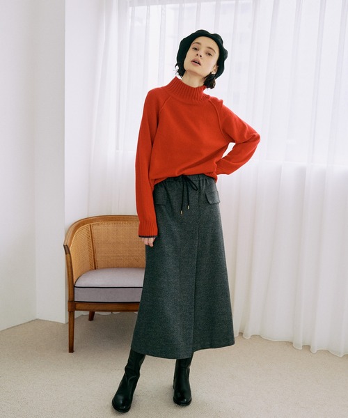 LA MARINE FRANCAISE（マリン フランセーズ）の「オフタートルバイカラーニット（ニット/セーター・レディース・ブラック/ベージュ/レッド・FREE）」の5枚目の写真