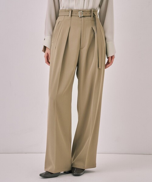 アイレットベルトストレートパンツ｜ウォッシャブル/オフィス