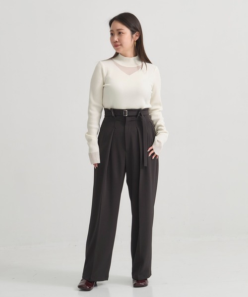 UNITED TOKYO(ユナイテッドトウキョウ)の「アイレットベルトストレートパンツ|ウォッシャブル/オフィスカジュアル/細見え/春服(スラックス・レディース・ダークグレー/ベージュ・1/2)」の22枚目の写真