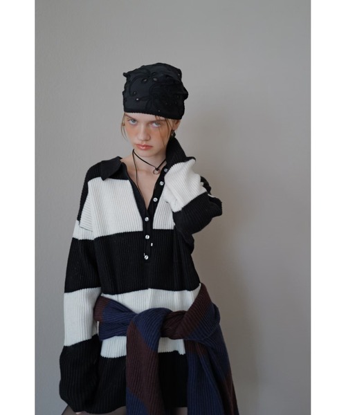 TRUNC(トランクエイティーエイト)の「Rugger Loose Knit(ニット/セーター・レディース・ブラック/ネイビー・FREE)」の2枚目の写真