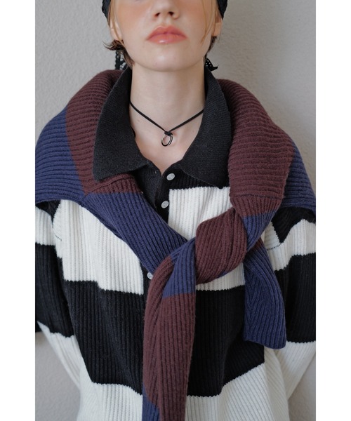 TRUNC(トランクエイティーエイト)の「Rugger Loose Knit(ニット/セーター・レディース・ブラック/ネイビー・FREE)」の3枚目の写真