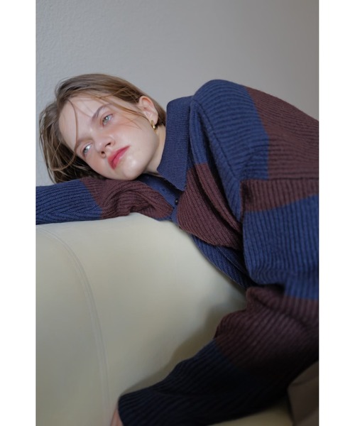 TRUNC(トランクエイティーエイト)の「Rugger Loose Knit(ニット/セーター・レディース・ブラック/ネイビー・FREE)」の7枚目の写真