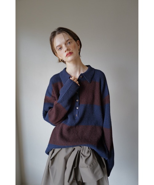 TRUNC(トランクエイティーエイト)の「Rugger Loose Knit(ニット/セーター・レディース・ブラック/ネイビー・FREE)」の8枚目の写真