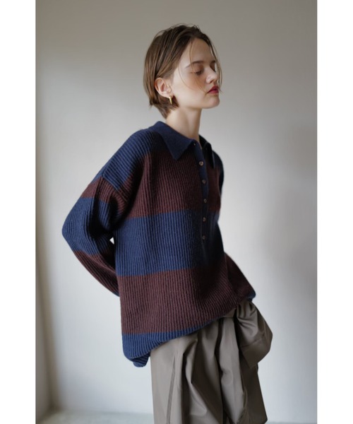 TRUNC(トランクエイティーエイト)の「Rugger Loose Knit(ニット/セーター・レディース・ブラック/ネイビー・FREE)」の9枚目の写真