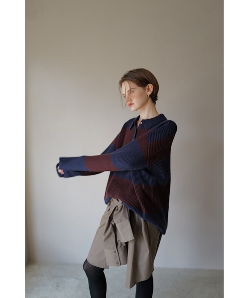 TRUNC(トランクエイティーエイト)の「Rugger Loose Knit(ニット/セーター・レディース・ブラック/ネイビー・FREE)」の10枚目の写真