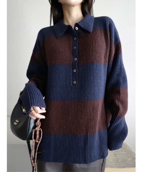 TRUNC(トランクエイティーエイト)の「Rugger Loose Knit(ニット/セーター・レディース・ブラック/ネイビー・FREE)」の13枚目の写真