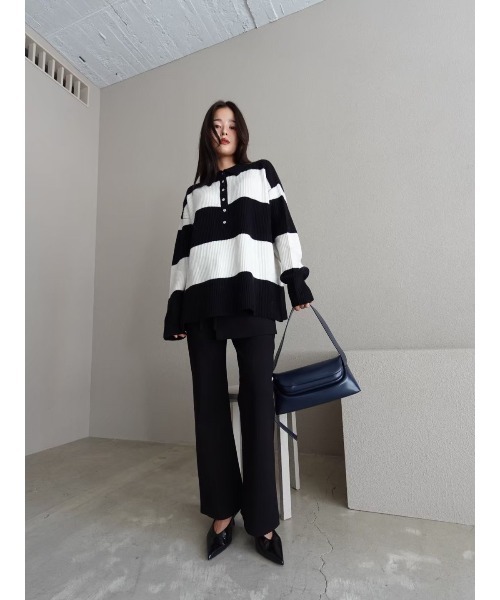 TRUNC(トランクエイティーエイト)の「Rugger Loose Knit(ニット/セーター・レディース・ブラック/ネイビー・FREE)」の22枚目の写真