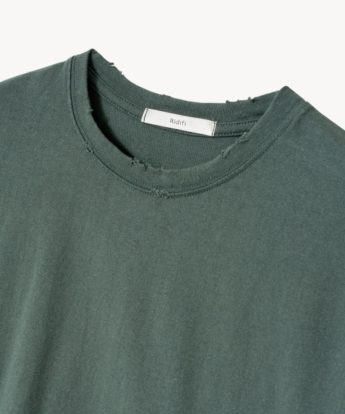 LADY VOLUME(レディーボリューム)の「ディストレストウォッシングTシャツ (カーキ)(Tシャツ/カットソー・レディース・その他・MEDIUM/SMALL)」の3枚目の写真