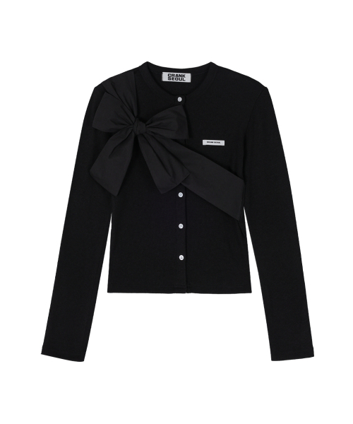 CRANK（クランク）の「[Ships sequentially within 12/8] Ribbon Tide Knit Cardigan_Black（カーディガン/ボレロ・レディース・その他・FREE）」の6枚目の写真