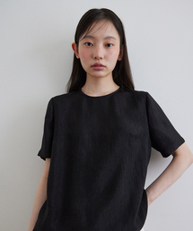 CRACK HALF SLEEVES BLOUSE_BLACK