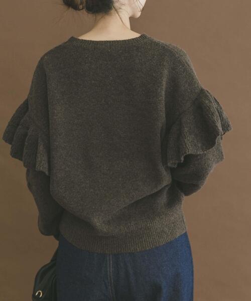 ITEMS URBANRESEARCH（アイテムズ アーバンリサーチ）の「フリルクルーネックニット（ニット/セーター・レディース・オフホワイト/ブラウン/グレー・FREE）」の17枚目の写真