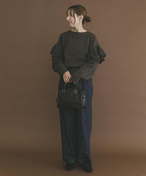 ITEMS URBANRESEARCH（アイテムズ アーバンリサーチ）の「フリルクルーネックニット（ニット/セーター・レディース・オフホワイト/ブラウン/グレー・FREE）」の18枚目の写真