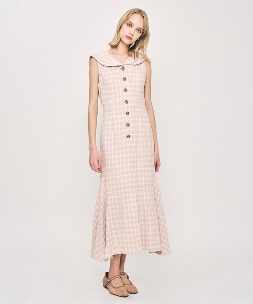 DEICY(デイシー)の「ドビーチェックセーラーカラーワンピース(ワンピース・レディース・ライトブルー/ピンク・1/0)」の1枚目の写真