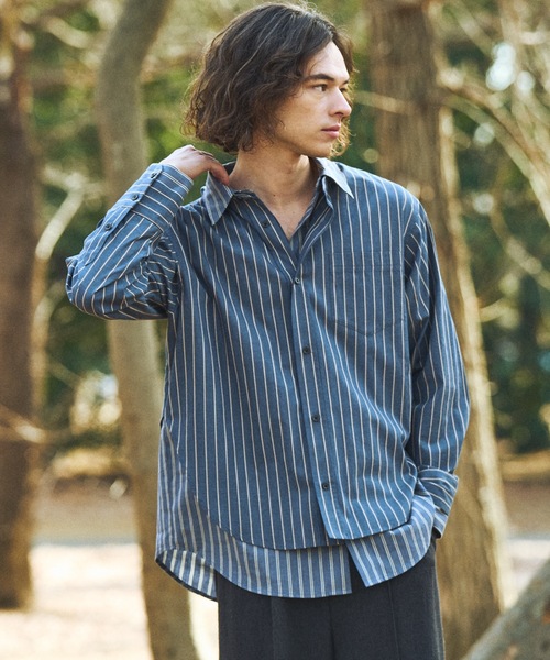セール】Layered stripe shirts/レイヤードストライプシャツ（シャツ