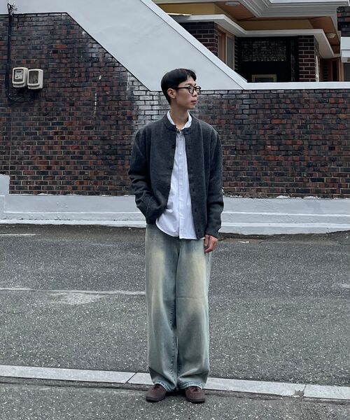 EXCONTAINER(エックスコンテナ)の「ミニマルボタンラウンドネッククロップカーディガン(チャコール)(カーディガン/ボレロ・メンズ・その他・MEDIUM/LARGE/X-LARGE)」の2枚目の写真