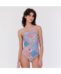 LOOP&LOOP（ループアンドループ）の「[ボヘミアンパッチワーク_スカイブルー] Vバックワンピース水着（水着）」