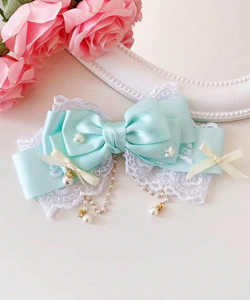 GS 11D9-TJ パステルビッグリボンクリップ パール レース 推し活