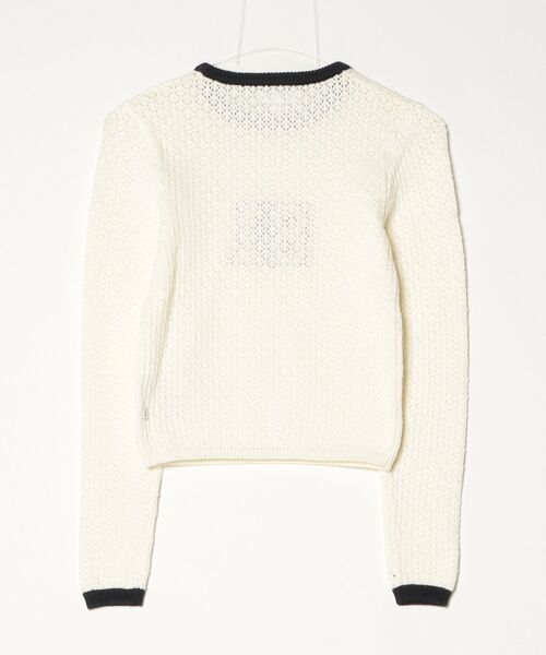 GUESS JEANS（ゲスジーンズ）の「GUESS JEANS Long Sleeves Crew Neck 81 Pointelle Sweater 長袖Tシャツ メッシュ（ニット/セーター・レディース・オフホワイト・LARGE/SMALL/X-SMALL/MEDIUM）」の6枚目の写真