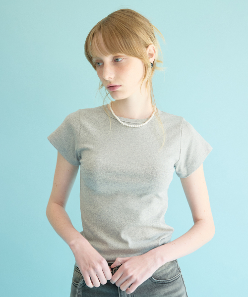 COQUET(コケット)の「Essential Crewneck T Melange Gray(Tシャツ/カットソー・レディース・グレー・FREE)」の1枚目の写真