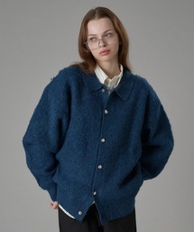 ONCILY | SILVER BUTTON SHAGGY KNIT POLO CARDIGAN / シルバーボタンシャギーニットポロカーディガン(カーディガン/ボレロ)