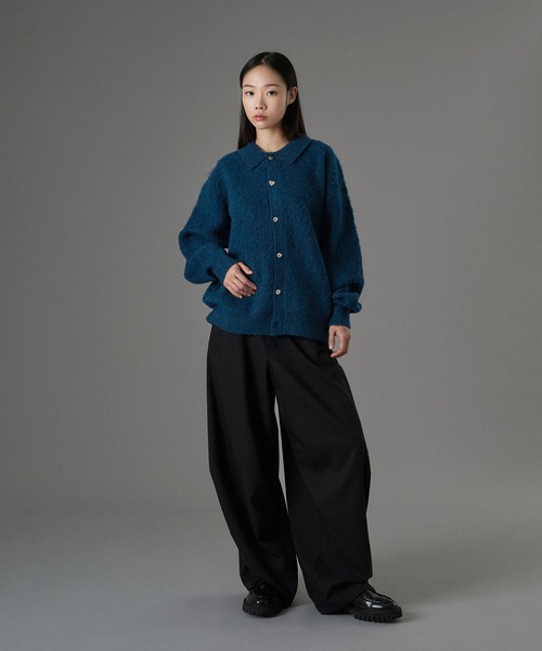 ONCILY（オンシェリー）の「SILVER BUTTON SHAGGY KNIT POLO CARDIGAN / シルバーボタンシャギーニットポロカーディガン（カーディガン/ボレロ・メンズ・チャコールグレー/ブルー/ブラウン/オレンジ・SMALL/MEDIUM/LARGE）」の12枚目の写真