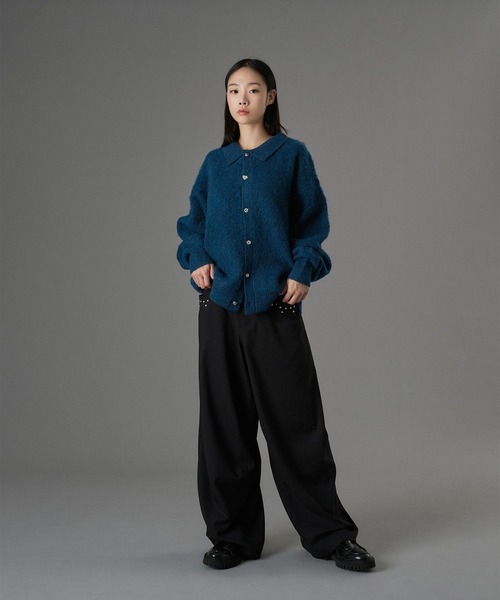 ONCILY（オンシェリー）の「SILVER BUTTON SHAGGY KNIT POLO CARDIGAN / シルバーボタンシャギーニットポロカーディガン（カーディガン/ボレロ・メンズ・チャコールグレー/ブルー/ブラウン/オレンジ・SMALL/MEDIUM/LARGE）」の13枚目の写真