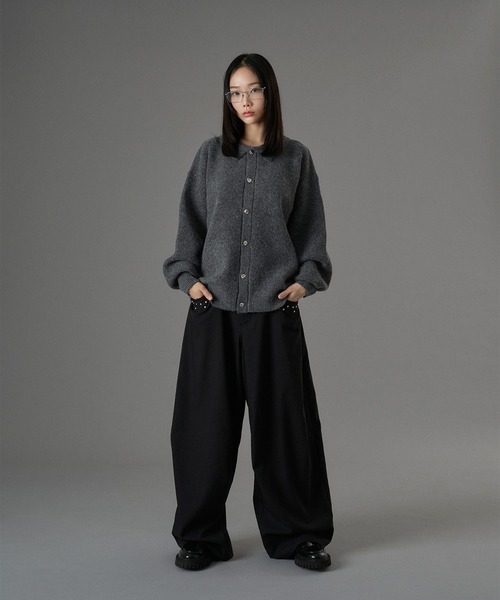 ONCILY（オンシェリー）の「SILVER BUTTON SHAGGY KNIT POLO CARDIGAN / シルバーボタンシャギーニットポロカーディガン（カーディガン/ボレロ・メンズ・チャコールグレー/ブルー/ブラウン/オレンジ・SMALL/MEDIUM/LARGE）」の20枚目の写真