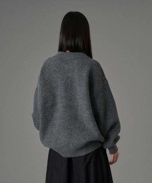 ONCILY（オンシェリー）の「SILVER BUTTON SHAGGY KNIT POLO CARDIGAN / シルバーボタンシャギーニットポロカーディガン（カーディガン/ボレロ・メンズ・チャコールグレー/ブルー/ブラウン/オレンジ・SMALL/MEDIUM/LARGE）」の19枚目の写真