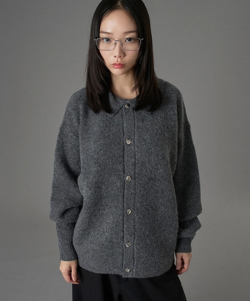 ONCILY（オンシェリー）の「SILVER BUTTON SHAGGY KNIT POLO CARDIGAN / シルバーボタンシャギーニットポロカーディガン（カーディガン/ボレロ・メンズ・チャコールグレー/ブルー/ブラウン/オレンジ・SMALL/MEDIUM/LARGE）」の15枚目の写真