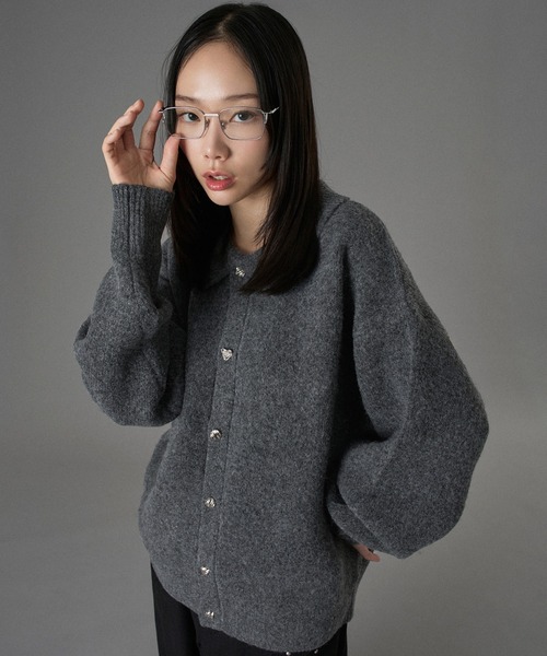 ONCILY（オンシェリー）の「SILVER BUTTON SHAGGY KNIT POLO CARDIGAN / シルバーボタンシャギーニットポロカーディガン（カーディガン/ボレロ・メンズ・チャコールグレー/ブルー/ブラウン/オレンジ・SMALL/MEDIUM/LARGE）」の17枚目の写真