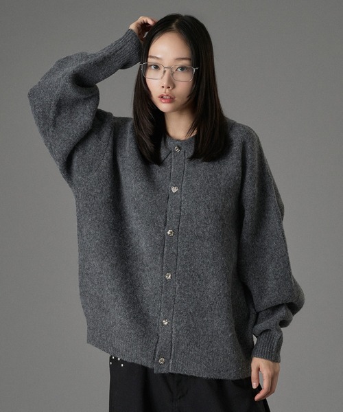 ONCILY（オンシェリー）の「SILVER BUTTON SHAGGY KNIT POLO CARDIGAN / シルバーボタンシャギーニットポロカーディガン（カーディガン/ボレロ・メンズ・チャコールグレー/ブルー/ブラウン/オレンジ・SMALL/MEDIUM/LARGE）」の16枚目の写真