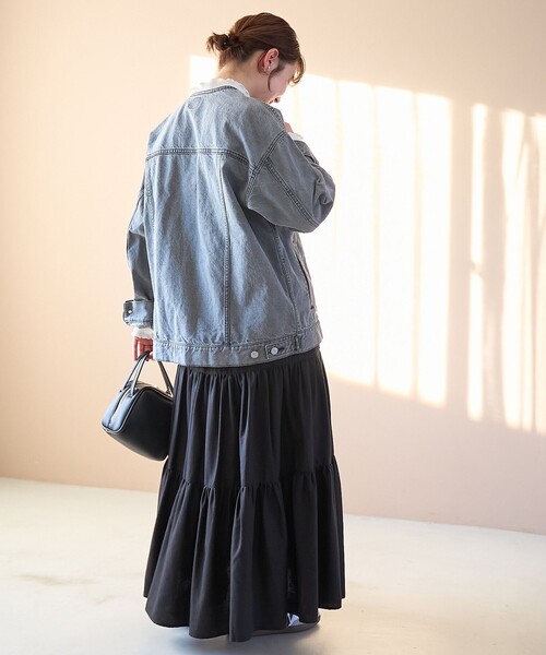 coen（コーエン）の「ノーカラーデニムジャケット（デニムジャケット・レディース・ライトグレー/ライトブルー/コバルトブルー・FREE）」の5枚目の写真