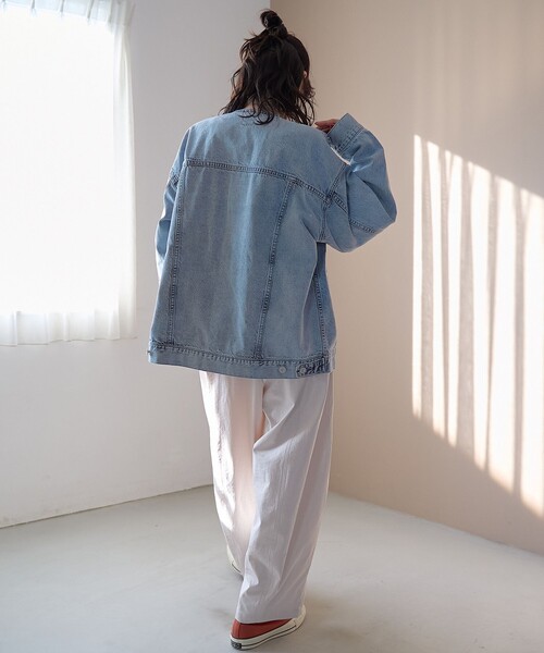 coen（コーエン）の「ノーカラーデニムジャケット（デニムジャケット・レディース・ライトグレー/ライトブルー/コバルトブルー・FREE）」の13枚目の写真