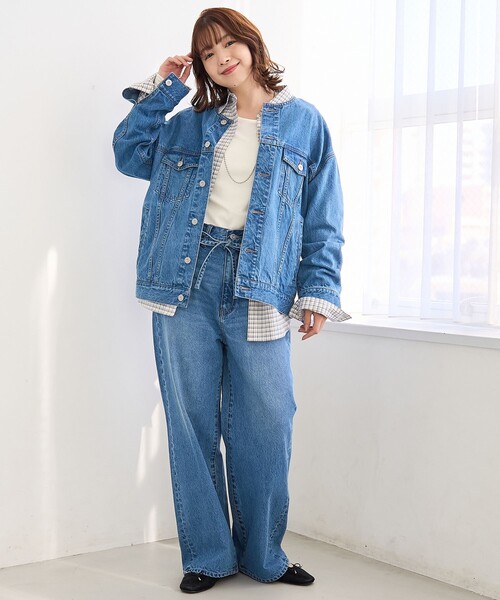 coen（コーエン）の「ノーカラーデニムジャケット（デニムジャケット・レディース・ライトグレー/ライトブルー/コバルトブルー・FREE）」の15枚目の写真